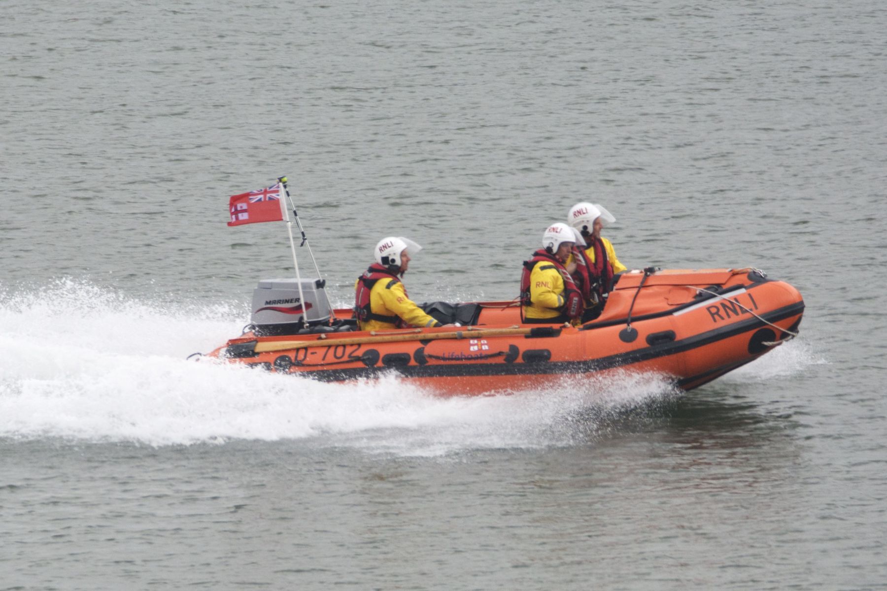 Dart RNLI D class lifeboat responding to report of a family trapped near Blackpool Sands