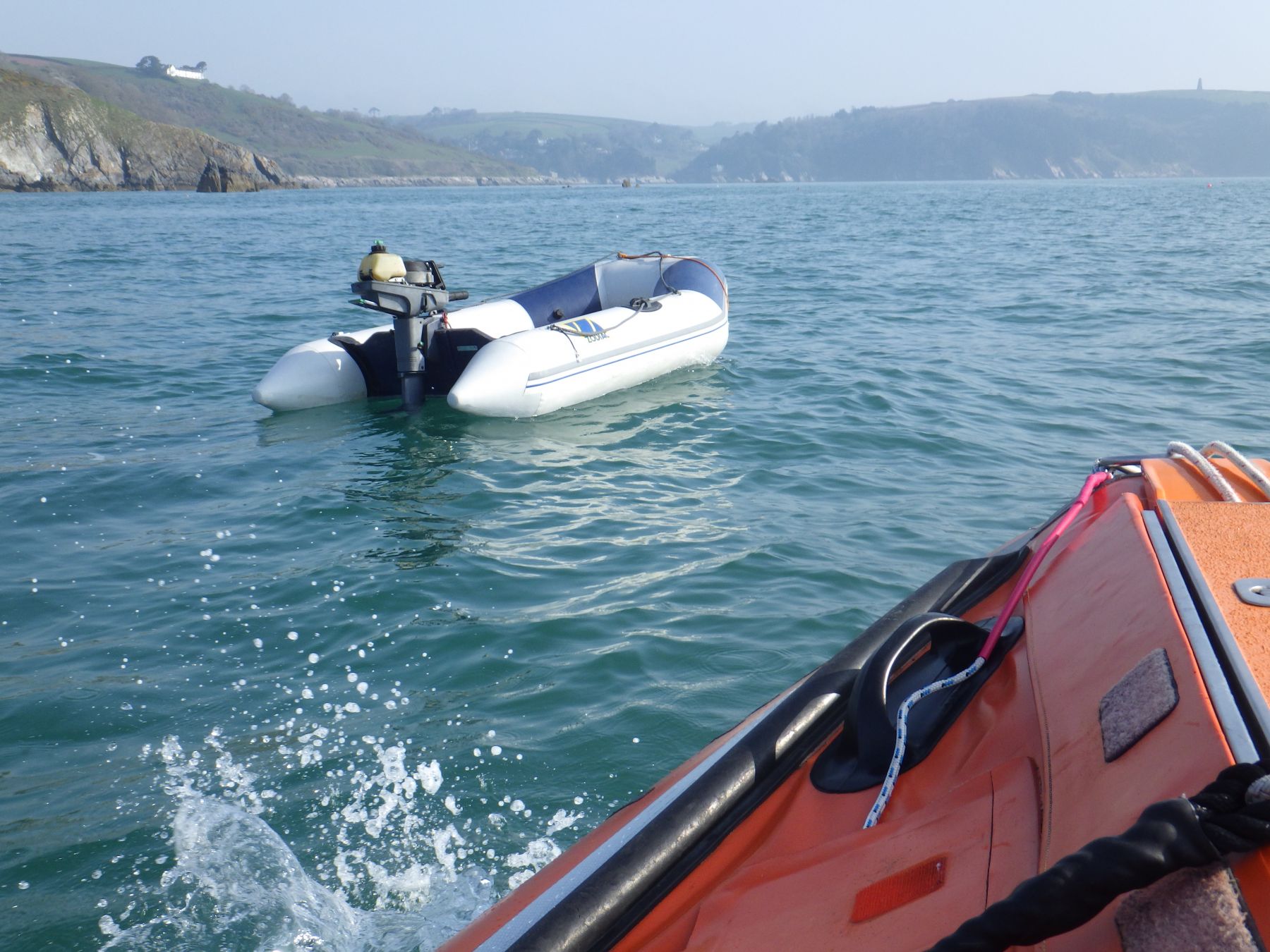 Yacht tender found drifting off Coombe Point.